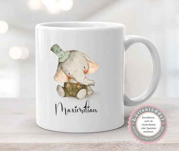 Preview: Spardose Keramik Elefant Vintage viele Varianten möglich  personalisiert mit Name Kindergarten Geburt Taufe Kindergartenkind Einschulung Geburtstag von Lüttentüddel®